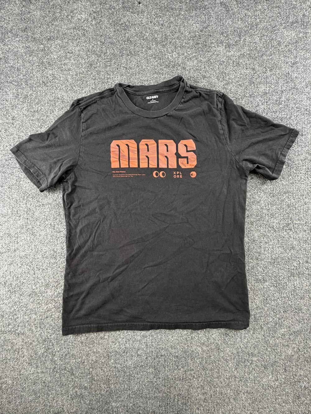 Old Navy Mars Shirt Mens Medium Black Red Planet Space Graphic Tee Tagless